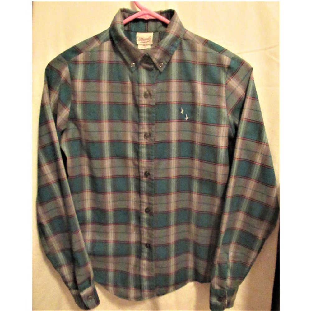 MANDY tartan button-down blouse Sz 7/8
